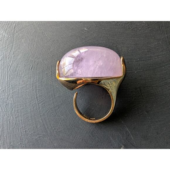 REEB ITALY 925 AMETHYST STERLING SILVER Vermeil RING SIZE 6 - Picture 5 of 8